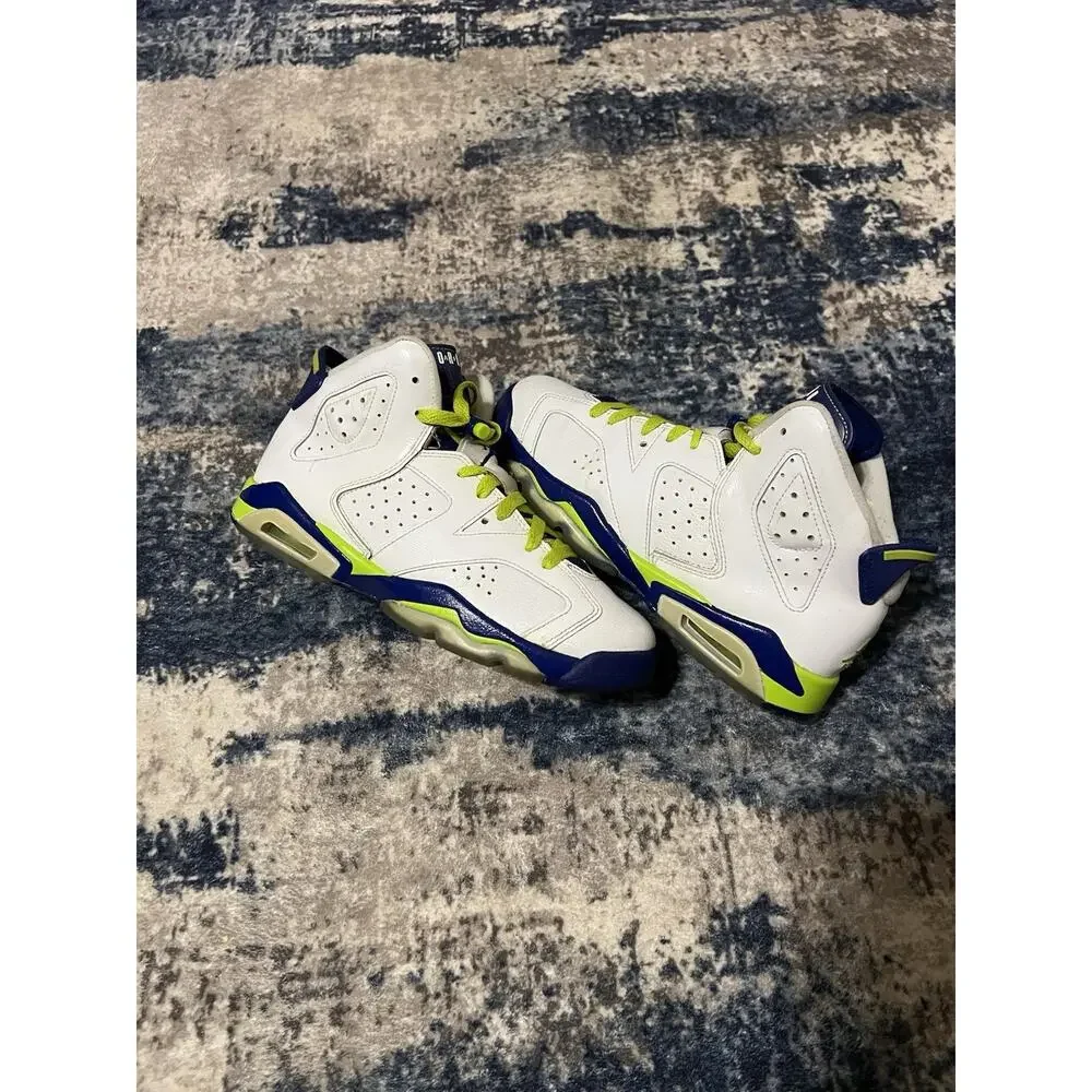 Size 6.5y- Nike Jordan 6 Retro Fierce Green GG 2014 543390-108 Seahawks Green